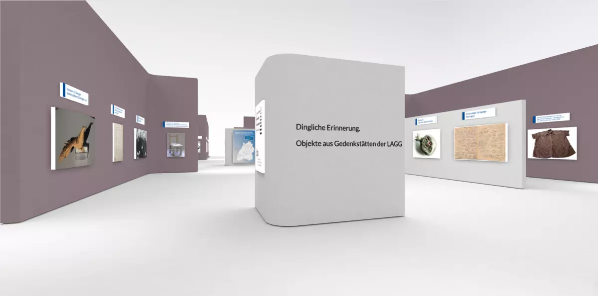 Ein Blick in die virtuell begehbare Ausstellung von LAGG und Lpb BW. Foto: LpB BW Ein Blick in die virtuell begehbare Ausstellung von LAGG und Lpb BW. Foto: LpB BW