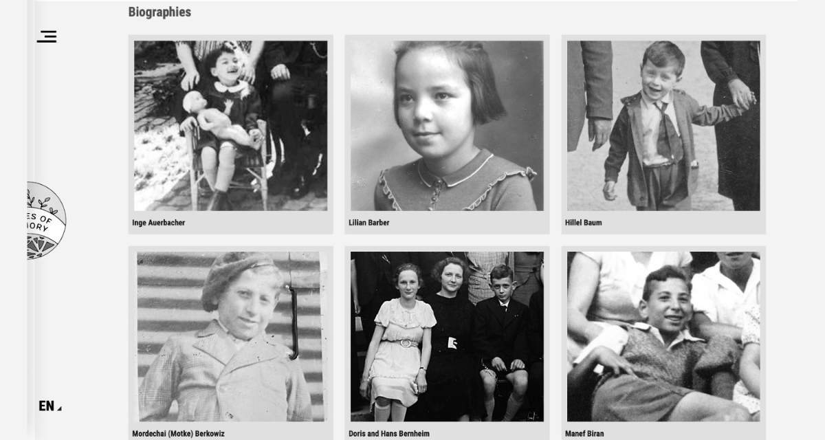 Screenshot der Homepage „Pieces of Memory. Children in the Shoah and us“
